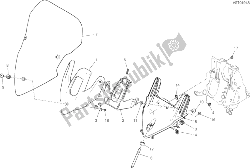 Tutte le parti per il Parabrezza del Ducati Multistrada 950 S USA 2020